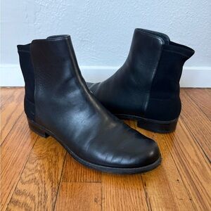 Stuart Weitzman Kye City Booties Black Leather Textile Women’s 7.5